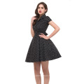 Vestido retro barato CL6089-9 # de la vendimia del negro de la manga del algodón de la tolerancia de Karin #